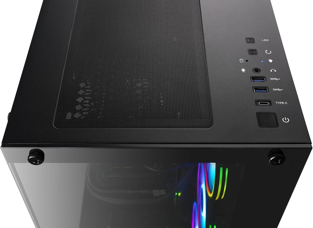 Gaming PC-Gehäuse VITRUM - Midi-Tower, aRGB Beleuchtung (inkl. Steuerung), Glas-Seitenteil, vormonti