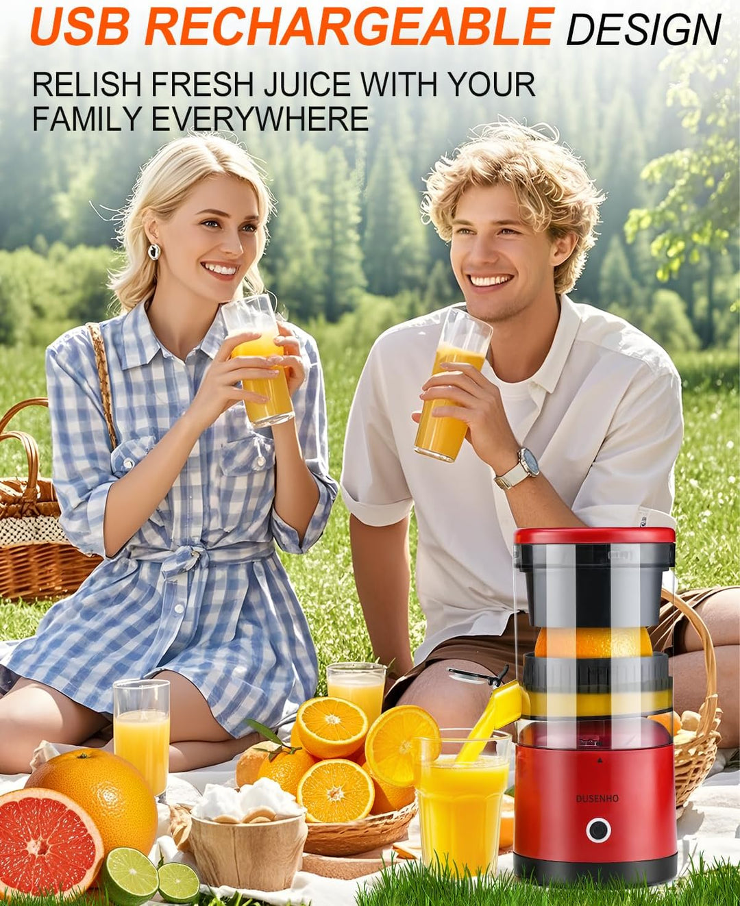 Zitronenpresse Elektrisch Orangenpresse Saftpresse Elektrisch Zitruspresse Tragbare USB-Aufladung Ju