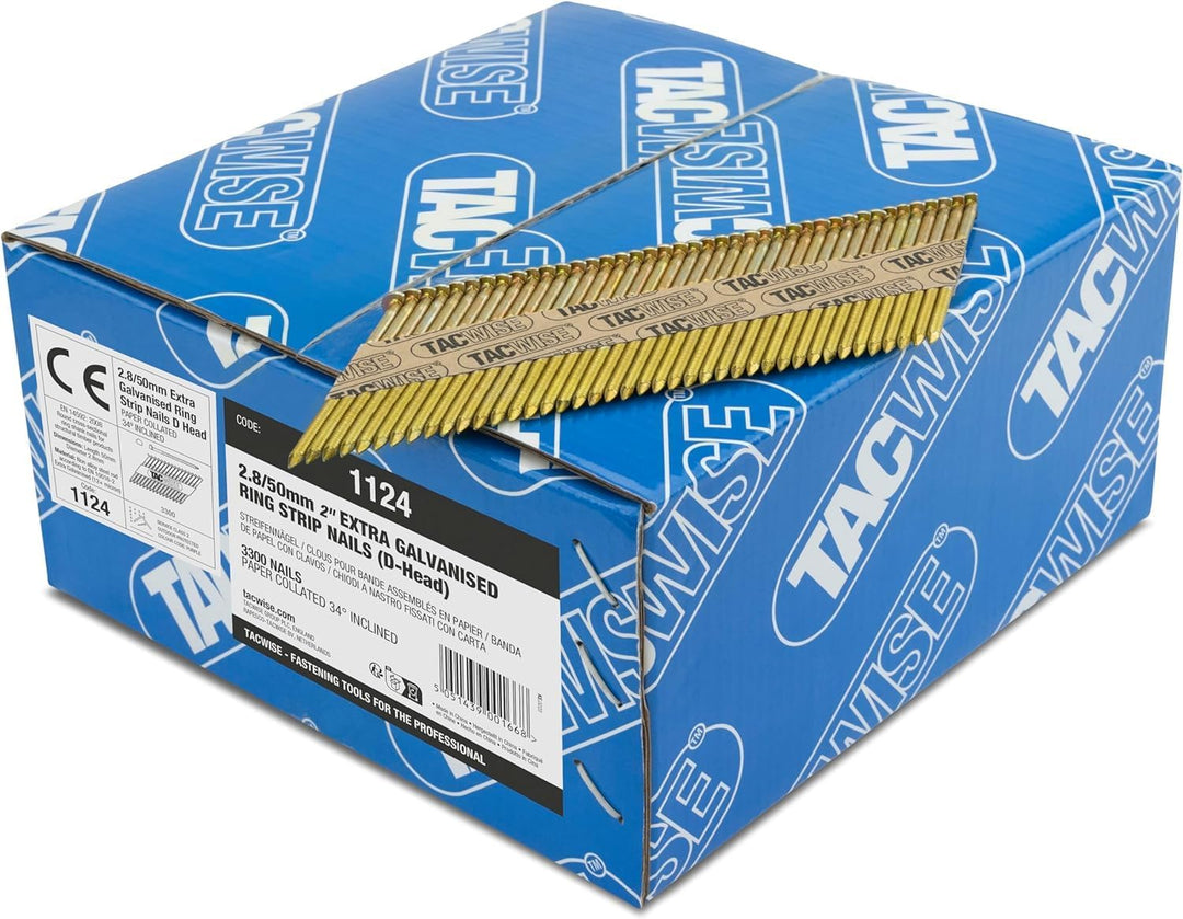 Makita GN900SE Akku-Gasnagler 7,2 V, Schwarz, Blau, Petrol & Tacwise 1124 Streifennägel Ring Verzink