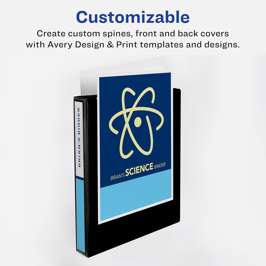 Avery Robuster 3-Ringbuch, 2,5 cm One-Touch-schräger Ring, für 21,6 x 27,9 cm Papier, 4 marineblaue