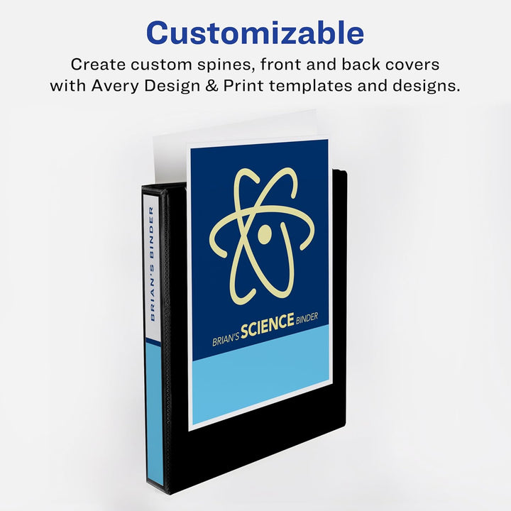 Avery Robuster 3-Ringbuch, 2,5 cm One-Touch-schräger Ring, für 21,6 x 27,9 cm Papier, 4 marineblaue