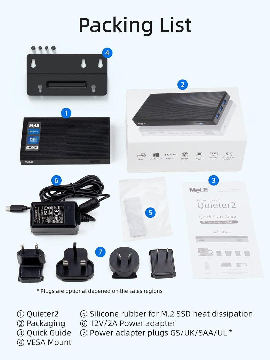 MeLE Mini PC Lüfterlos Quieter3Q N5105 8 GB/256 GB Desktop-Computer Micro PC M.2 SSD bis zu 4 TB Dua