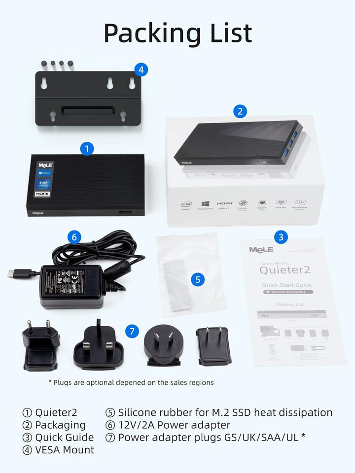 MeLE Mini PC Lüfterlos Quieter3Q N5105 8 GB/256 GB Desktop-Computer Micro PC M.2 SSD bis zu 4 TB Dua