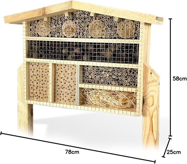 GARTENETAGE XXL Insektenchalet/Bienenhotel Gross zum Aufstellen/Insektenhotel XXL aus Massiv-Holz fü