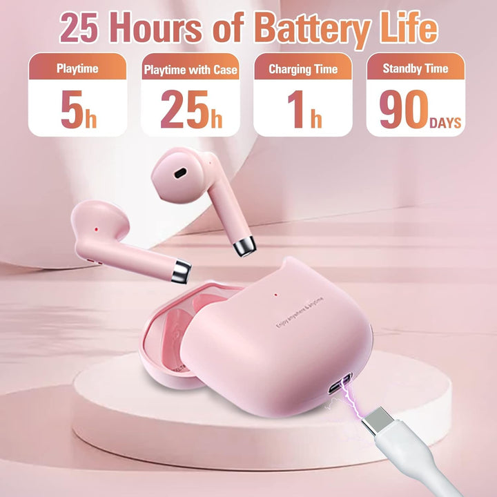 Rosa In Ear Kopfhörer kabellos Bluetooth für iPhone Android Kopfhörer kleine Ohren Headphones Earpho