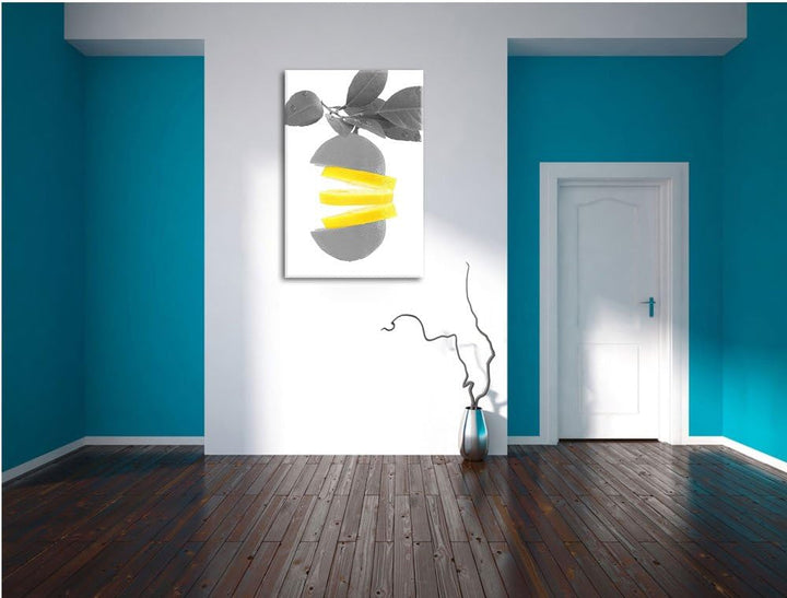 Frische aufgeschnittene Zitrone schwarz/weiss Format: 100x70 auf Leinwand, XXL riesige Bilder fertig