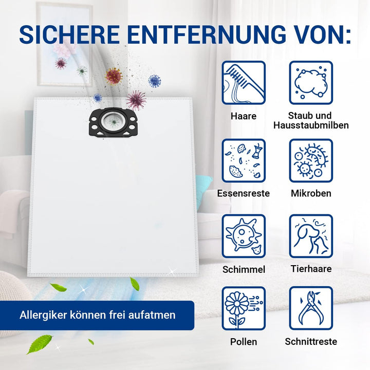 VIOKS 16x Staubsauger Beutel Ersatz für Kärcher 2.863-006.0 - Vlies Staubsaugerbeutel für Kärcher WD