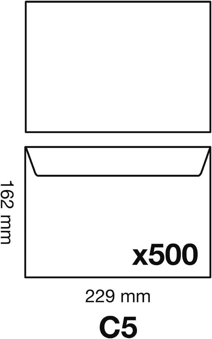 Clairefontaine 2642C - Karton mit 500 Umschlägen C5-162x229mm, selbstklebend, 90g, Weiss, 1 Karton 9