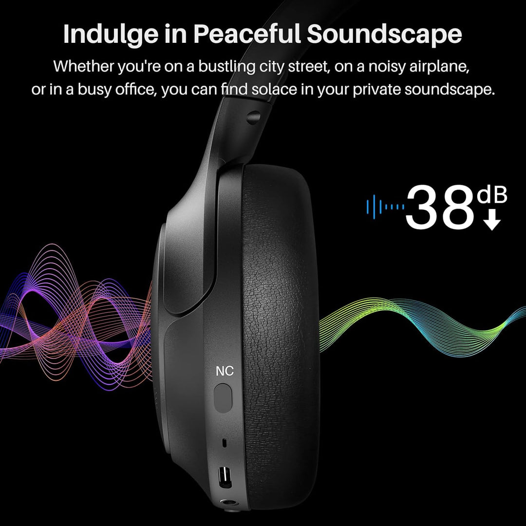 TOZO HT2 Kabelloser Bluetooth Kopfhörer Over-Ear mit Hybrid Active Noise Cancelling, 56 Stdn. Spielz