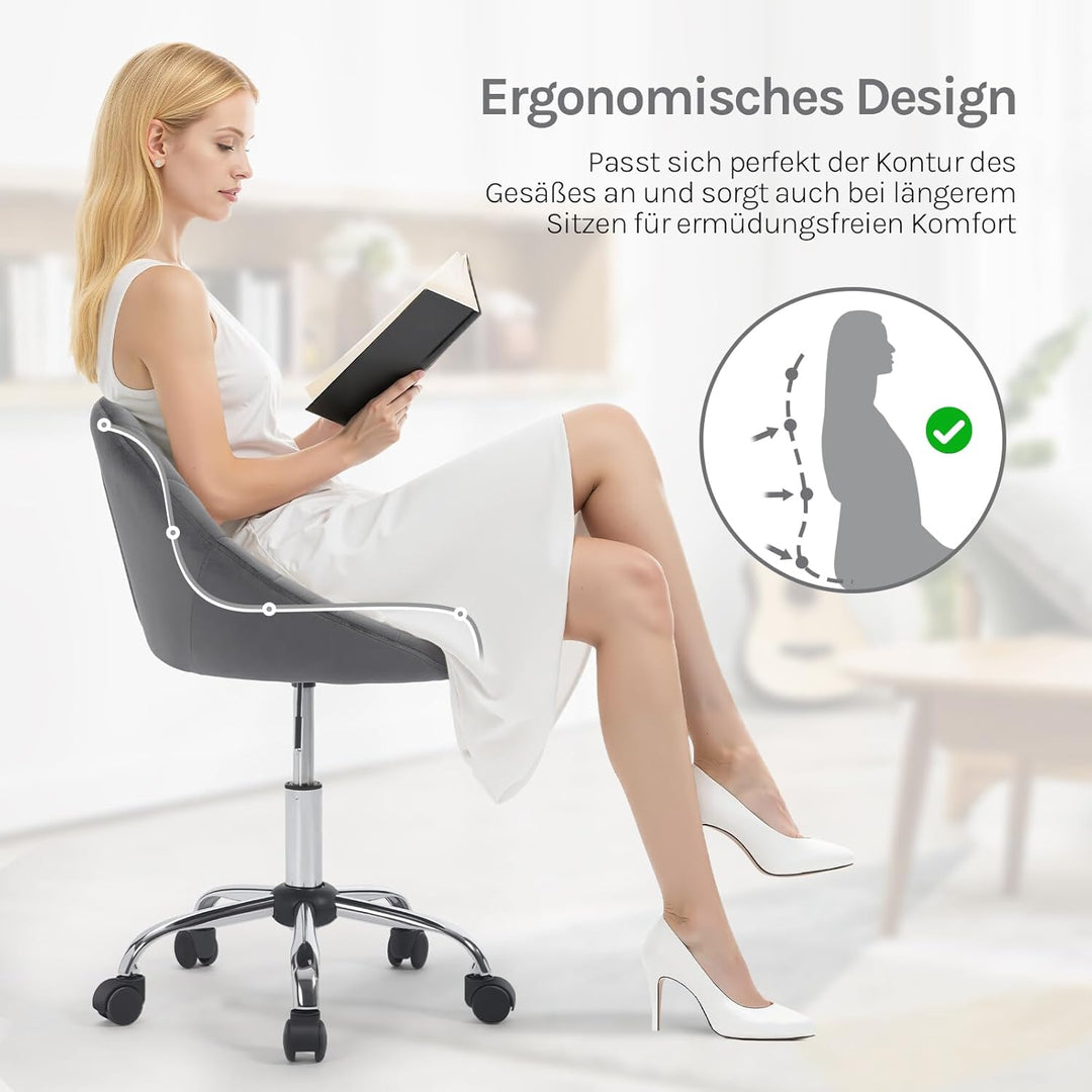 WOLTU Homeoffice Stuhl, Bürostuhl ergonomisch, Schminkstuhl drehbar, Drehstuhl mit Rollen, Schreibti