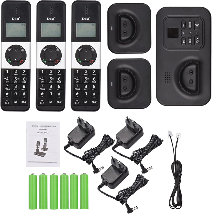 Bisofice D1002 Telefon Schnurlos 3 Mobilteile mit Anrufbeantworter, Anrufer-ID/Anklopfen, 1,6-Zoll-L