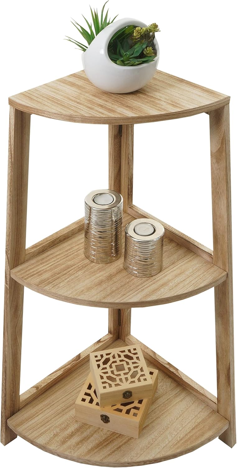 Mendler Eckregal HWC-K44, Regal Standregal Wohnregal, 3 Ablagen, 80x37x37cm MDF aus Paulownia MVG-Ze
