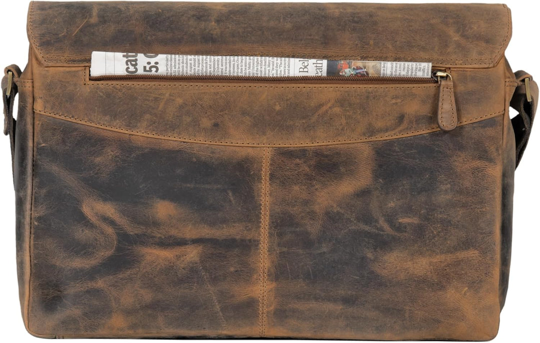 STILORD 'Rick' Schultertasche Leder für 15,6 Zoll Laptop Umhängetasche Aktentasche Bürotasche Unitas