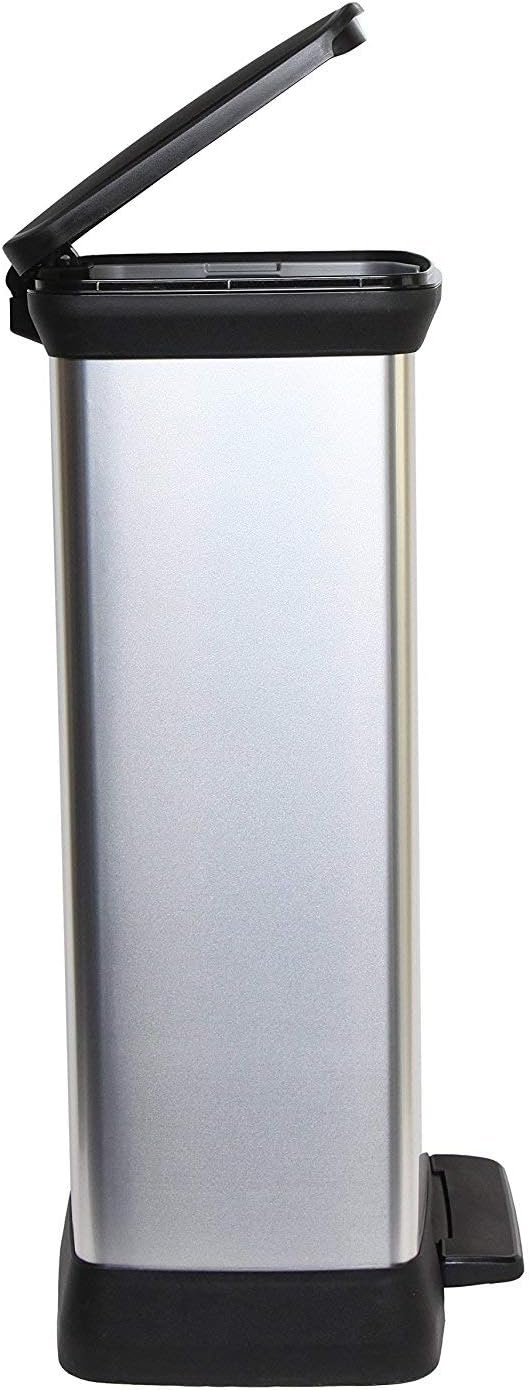 Curver Deco Bin Abfalleimer, Plastik, Silber Metallic, 39 x 29 x, Einzelbett