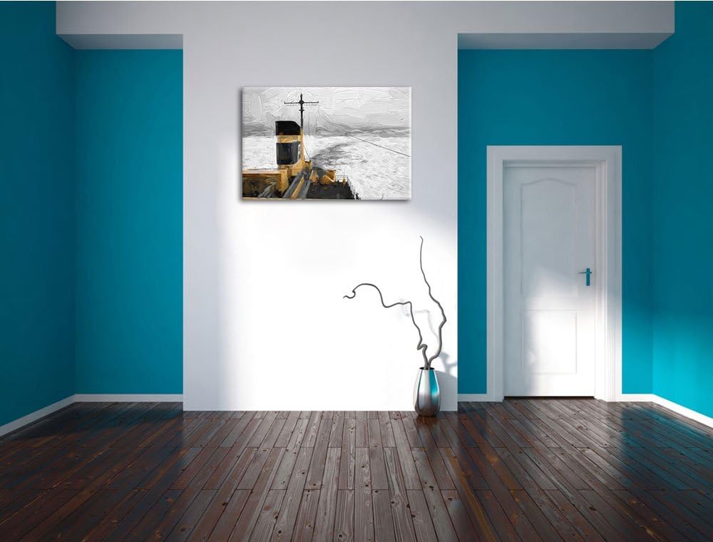 gemaltes grosses Schiff auf Eismeer Format: 100x70 auf Leinwand, XXL riesige Bilder fertig gerahmt m
