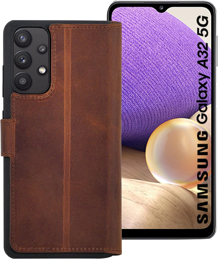 Suncase Book-Style Hülle kompatibel mit Samsung Galaxy A32 5G (Nicht für A32 4G) Leder Tasche (Slim-