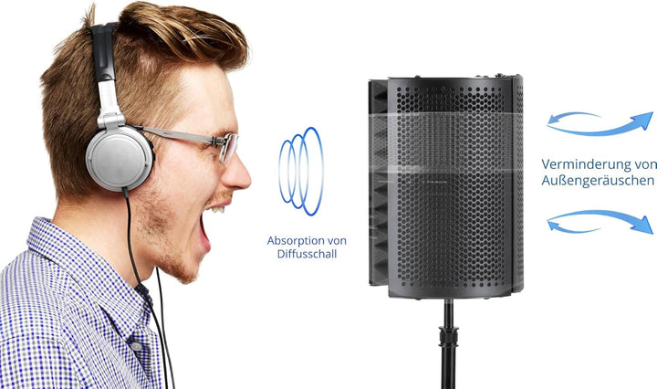 Pronomic MP-40 Micscreen-Tischstativ - Portabler Absorber und Diffusor - Ideal für Studio oder Podca
