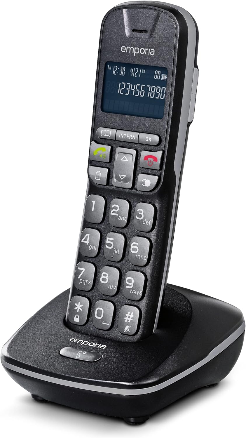 Emporia TH21 Schnurloses Telefon, grosses beleuchtetes Display, grosse Zahlen, Freisprecheinrichtung