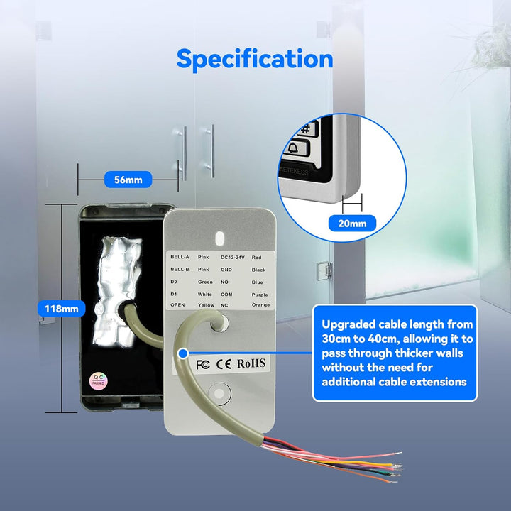 Retekess T-AC03 Codeschloss Türöffner, Codeschloss Garagentor, Wasserdichte RFID IP68, Zutrittskontr