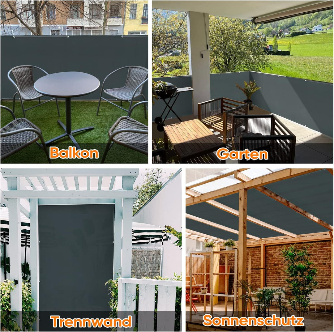 Sekey Balkon Sichtschutz Balkonabdeckung 90x300cm, Balkonsichtschutz Balkonverkleidung Oxford mit Ny