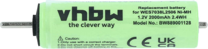 vhbw 2X Akku kompatibel mit Panasonic W835, EW1211w, W805, W845 Rasierer (2000 mAh, 1,2 V, NiMH)