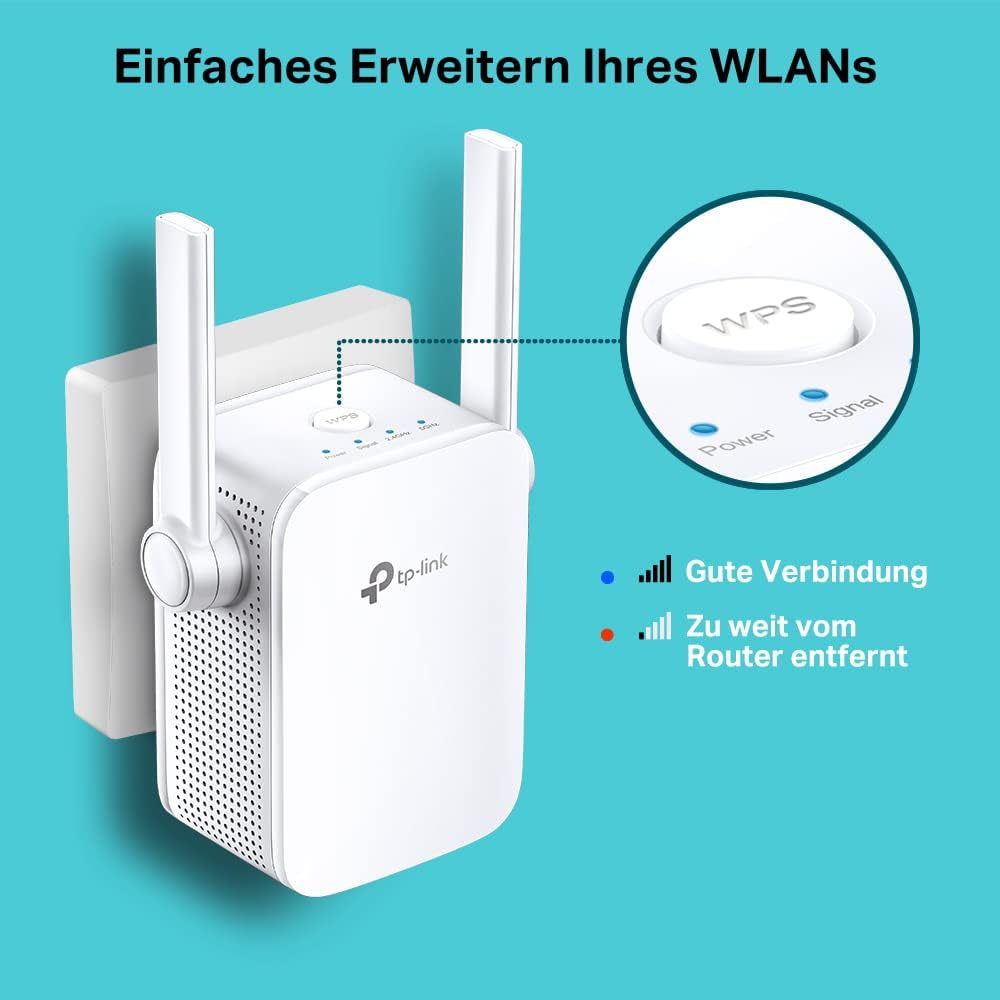 TP-Link RE305 AC1200 WLAN Repeater (Dual WLAN AC+N, 1167 Mbit/s, App Steuerung, 1 Port, 2x flexible