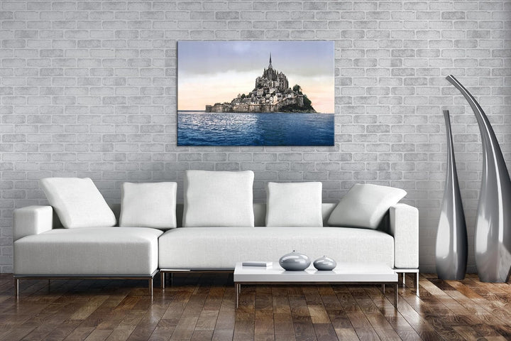 deyoli Küste von Mont St Michel Format: 100x70 als Leinwandbild, Motiv fertig gerahmt auf Echtholzra