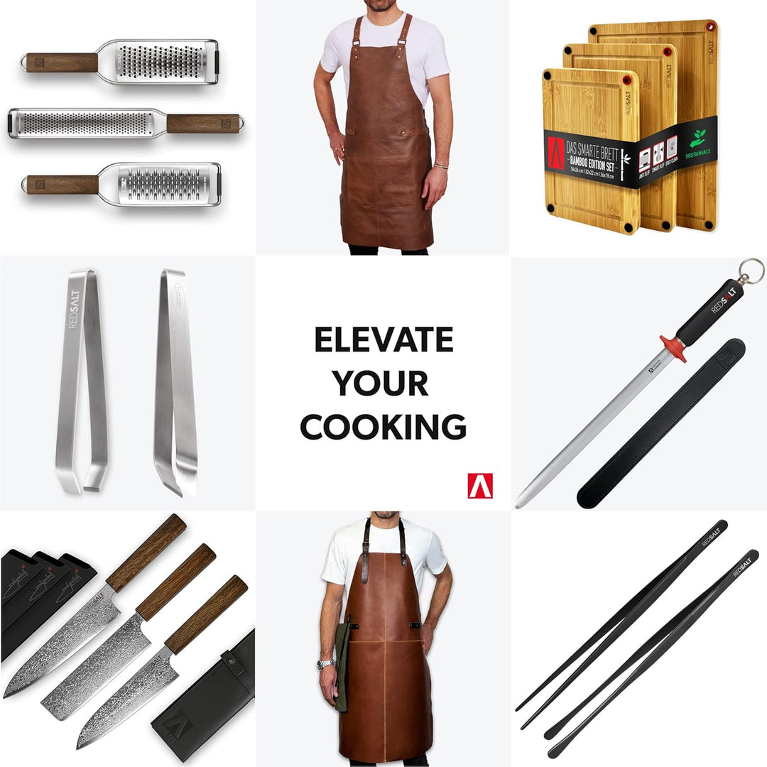 REDSALT® Premium Lederschürze 100% Büffel Wild Leder 84x62cm braun | Profi BBQ Grillschürze Arbeitss