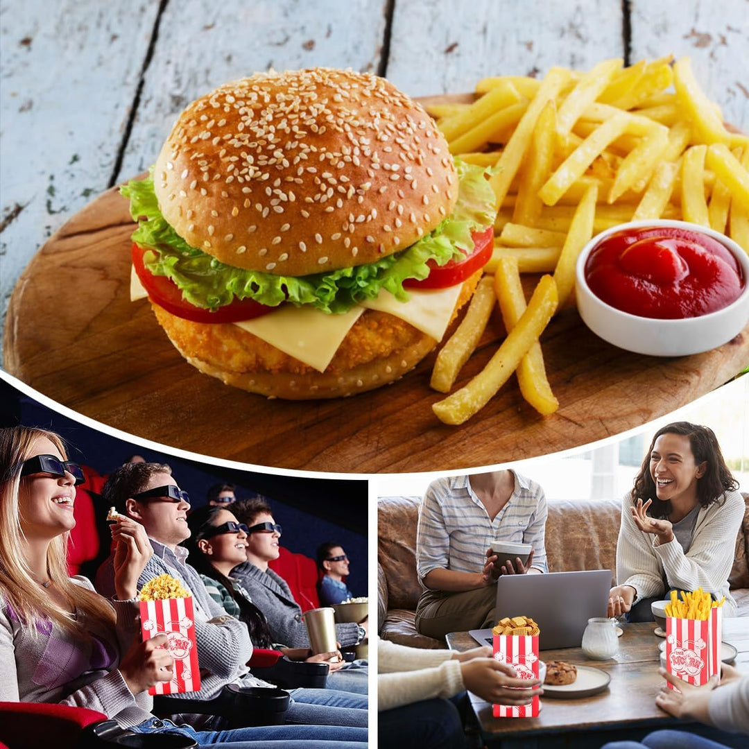 200 Stück Popcorn Tüten Klein, Popcorntüten Rote Streifen, Popcorn Papiertüten, Popcorn Behälter für