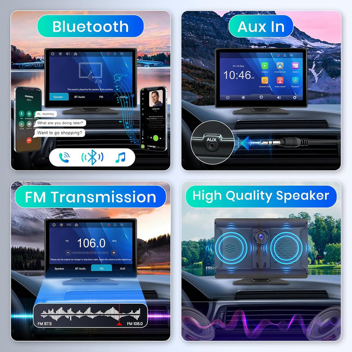 Hodozzy Bildschirm Auto Tragbare Autoradio Dasham 4K mit Wireless Carplay Android Auto, Display 10,1
