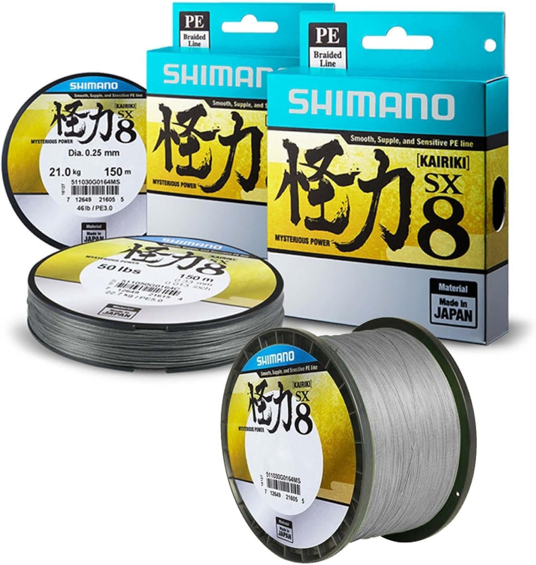 Shimano Kairiki SX8, 150 Meter, Stahlgrau, 8 x Geflochtene Angelschnur 0,10 mm, 0,10 mm