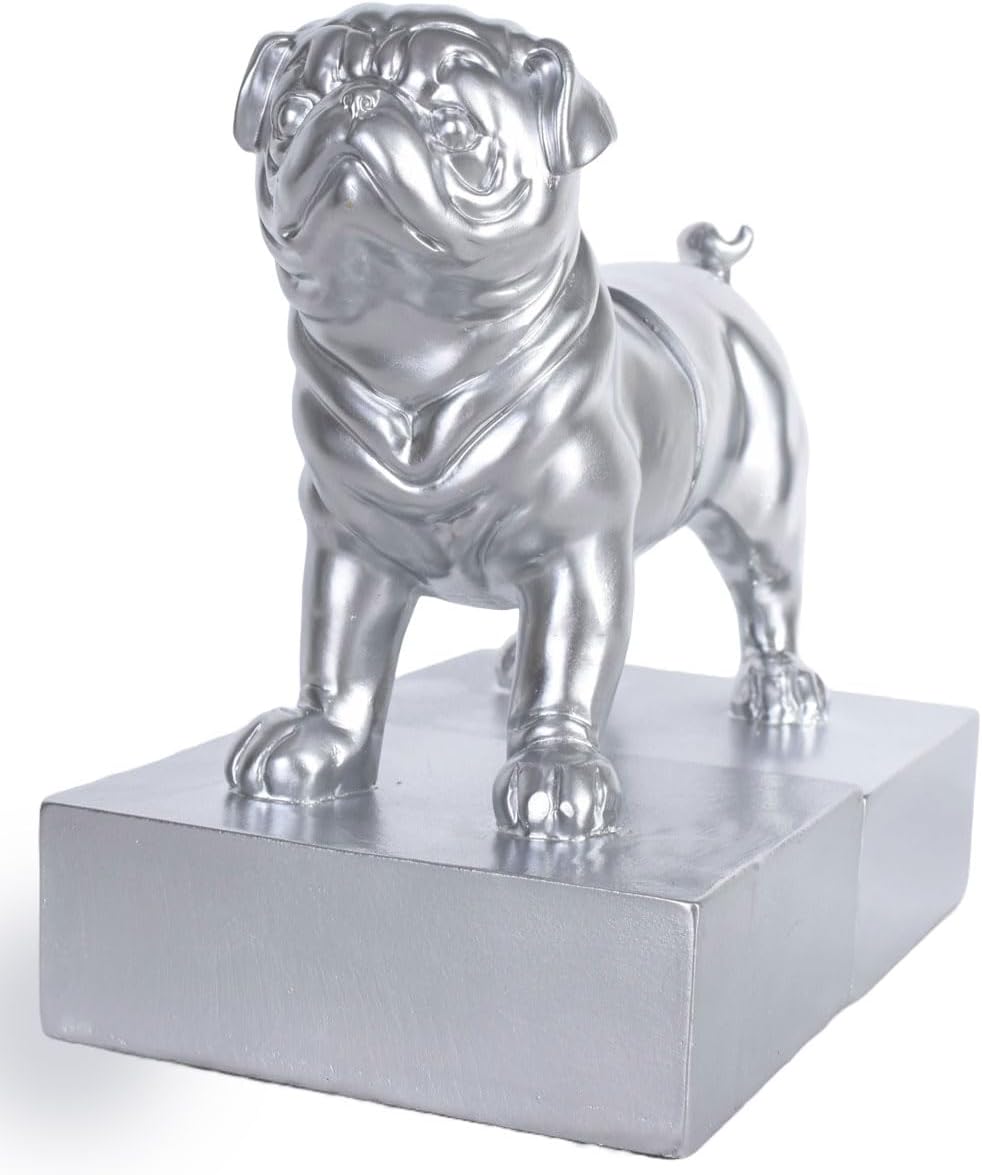 Mopsfigur Buchstützen Mops Silber Buchständer Pug Figur Carlin cw985 Palazzo Exklusiv