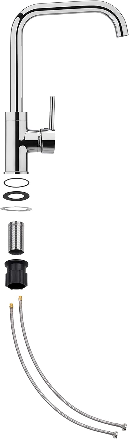 Cornat Spültisch-Einhebelarmatur "Aranda" - Hochwertiger Messingkörper - verchromt - Hoher & 360° sc