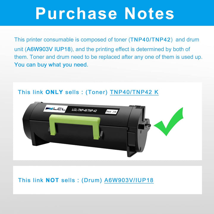 LCL Kompatibel Toner TNP40 TNP-40 TNP42 TNP-42 A6WN01H A6WN01W 20000Pages als Ersatz für Konica Mino