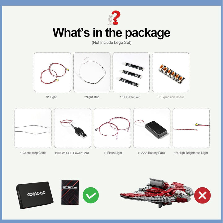 cooldac Led Licht Kit für Lego 75362 Ahsoka Tanos T-6 Jedi Shuttle Set(Nur Beleuchtung, Kein Lego),