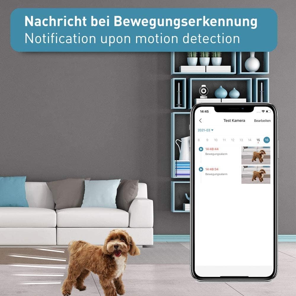PetTec Cam Lite 2er Set | Überwachungskamera für Haustiere mit App, Bewegungsmelder & Handyübertragu
