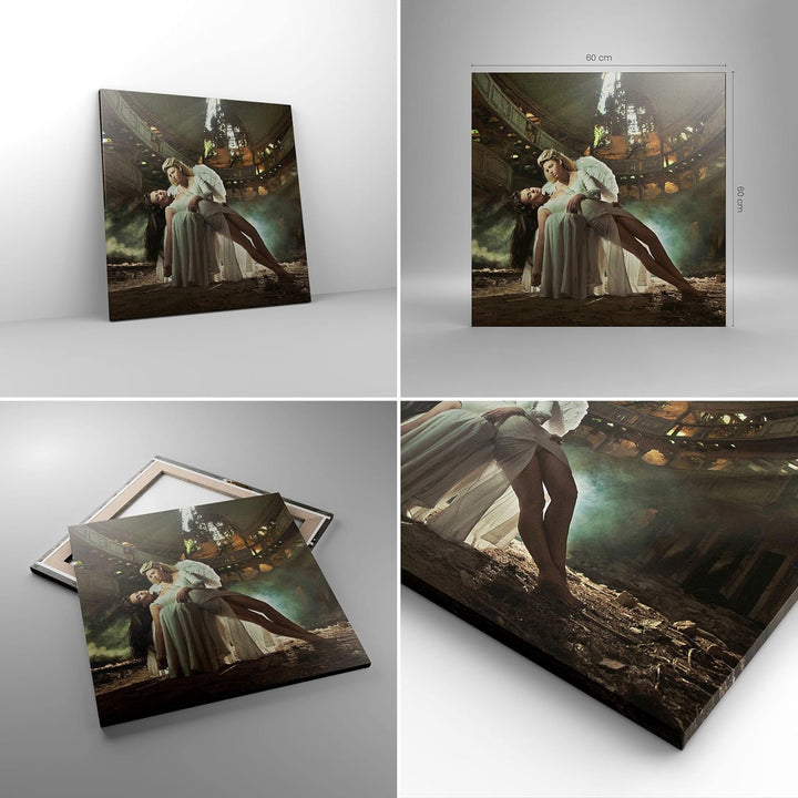 ARTTOR Bilder auf Leinwand Engel Frau Theater Oper Leinwandbild 60x60cm Wandbilder Dekoration Wohnzi