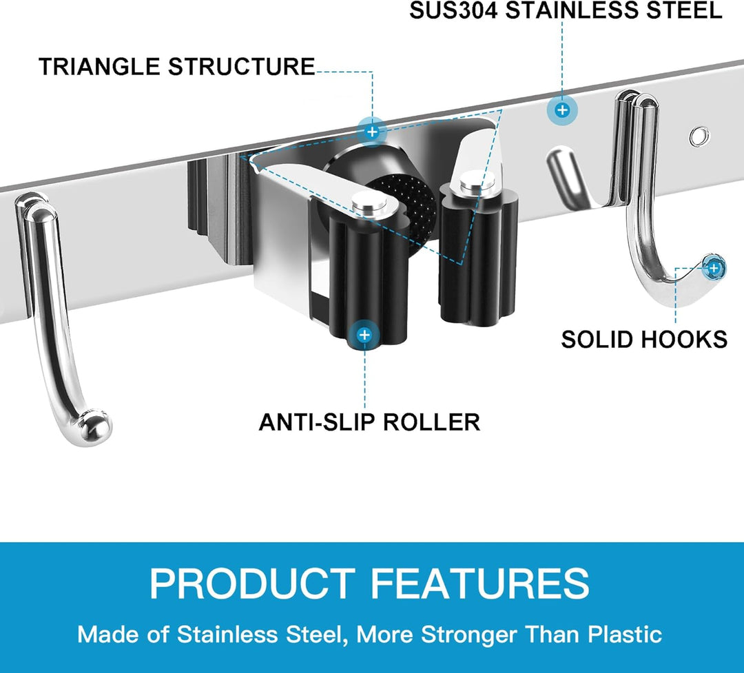 WECUTE Besenhalterung Wand 2 Stรผck Gerรคtehalter Hakenleiste Besenhalter Gartengerรคtehalter Gartenger