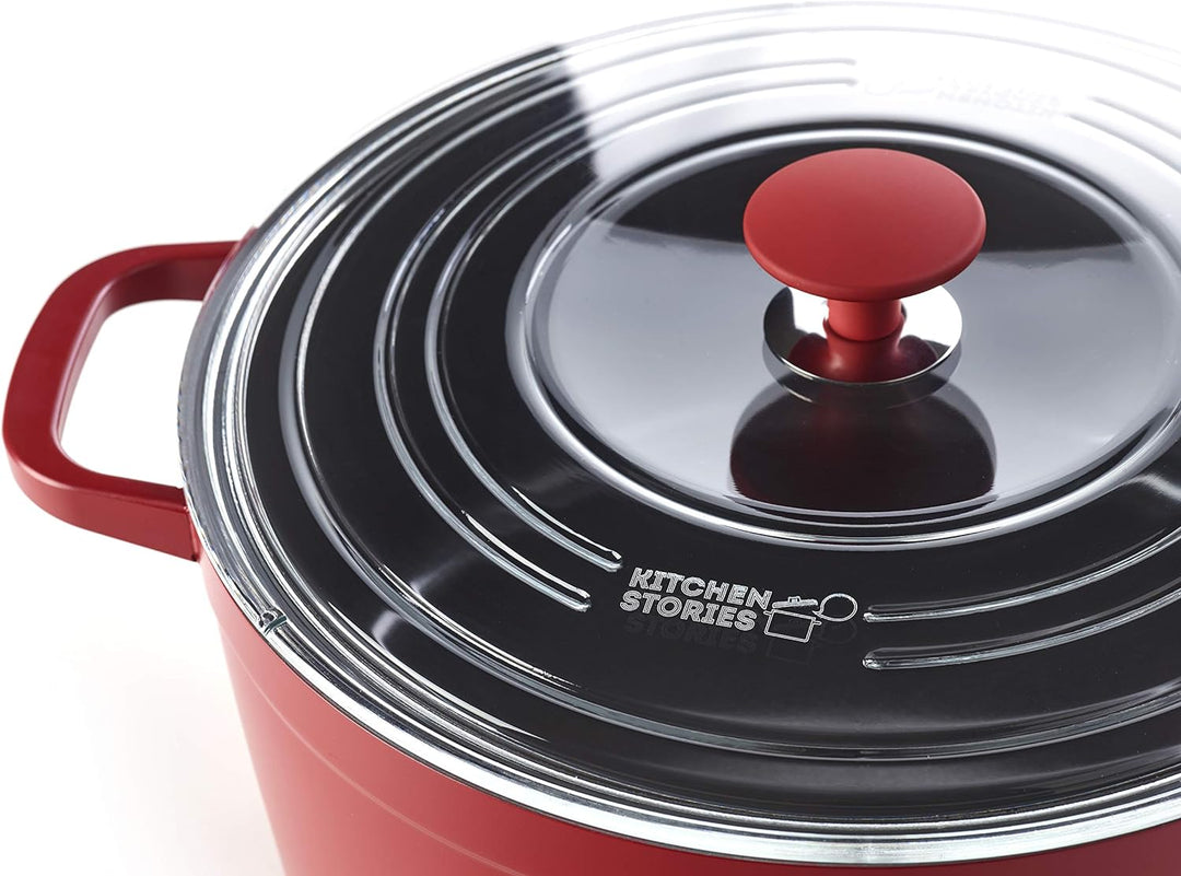 Kitchen Stories Simmerpro 28cm / 6.6L Schmortopf mit gehärteter Glasdeckel mit Selbstbefeuchtungssys