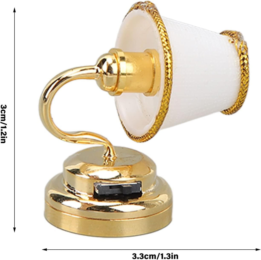 Miniatur-Wandlampe aus Metall für Puppenhaus, Mini-LED, warm, Wandleuchte, für Puppenhaus-Dekoration