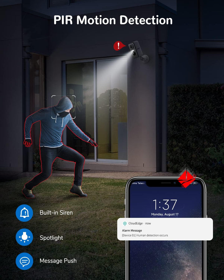DEATTI Überwachungskamera Aussen Akku, 2K Kamera Überwachung Kabellos WLAN Aussen/Innen, IP Kamera O