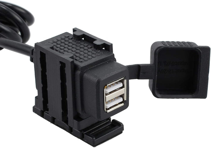eSynic Motorrad USB Ladegerät Doppelt Steckdose 2.1A/ 1.0A Universal USB Stromversorgung Port fit 12