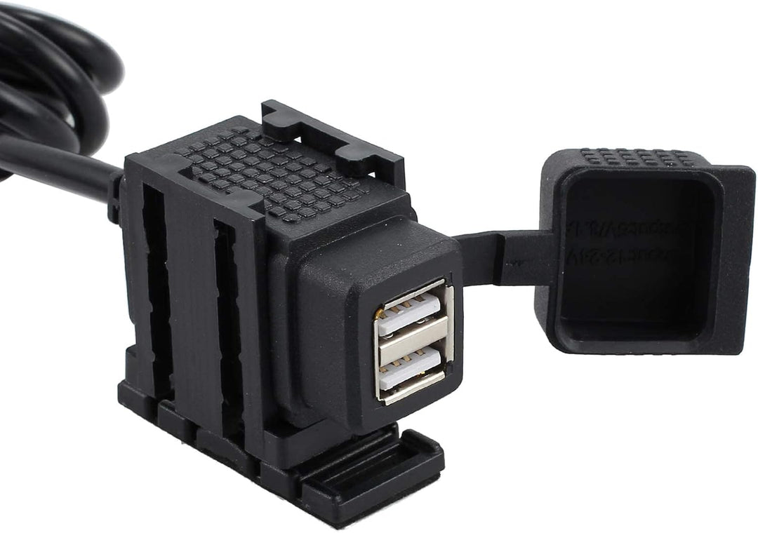 eSynic Motorrad USB Ladegerät Doppelt Steckdose 2.1A/ 1.0A Universal USB Stromversorgung Port fit 12