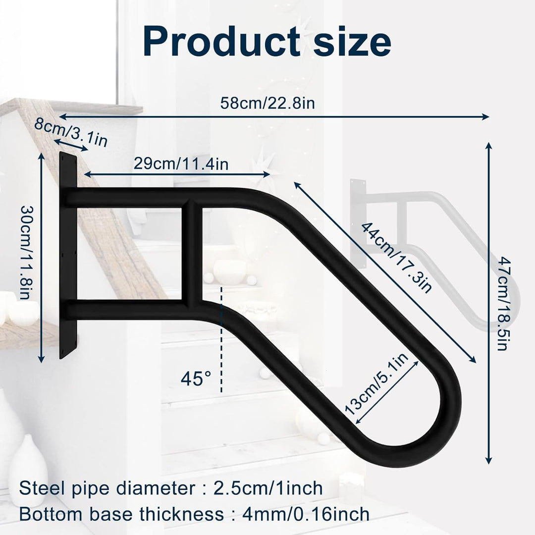Treppe Handläufe, Edelstahl Treppengeländer Handlauf mit Beschlägen für 1-5 Stufen, Hochbelastbare H