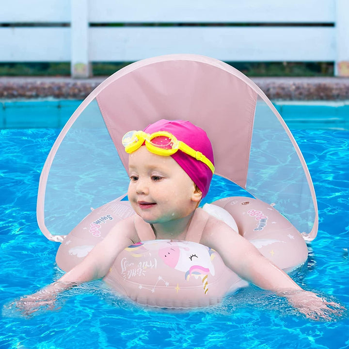 NEU 2023 Schwimmring Baby ab 3-36 Monate, Baby Schwimmring mit Sonnendach Entfernbar, Baby Schwimmhi