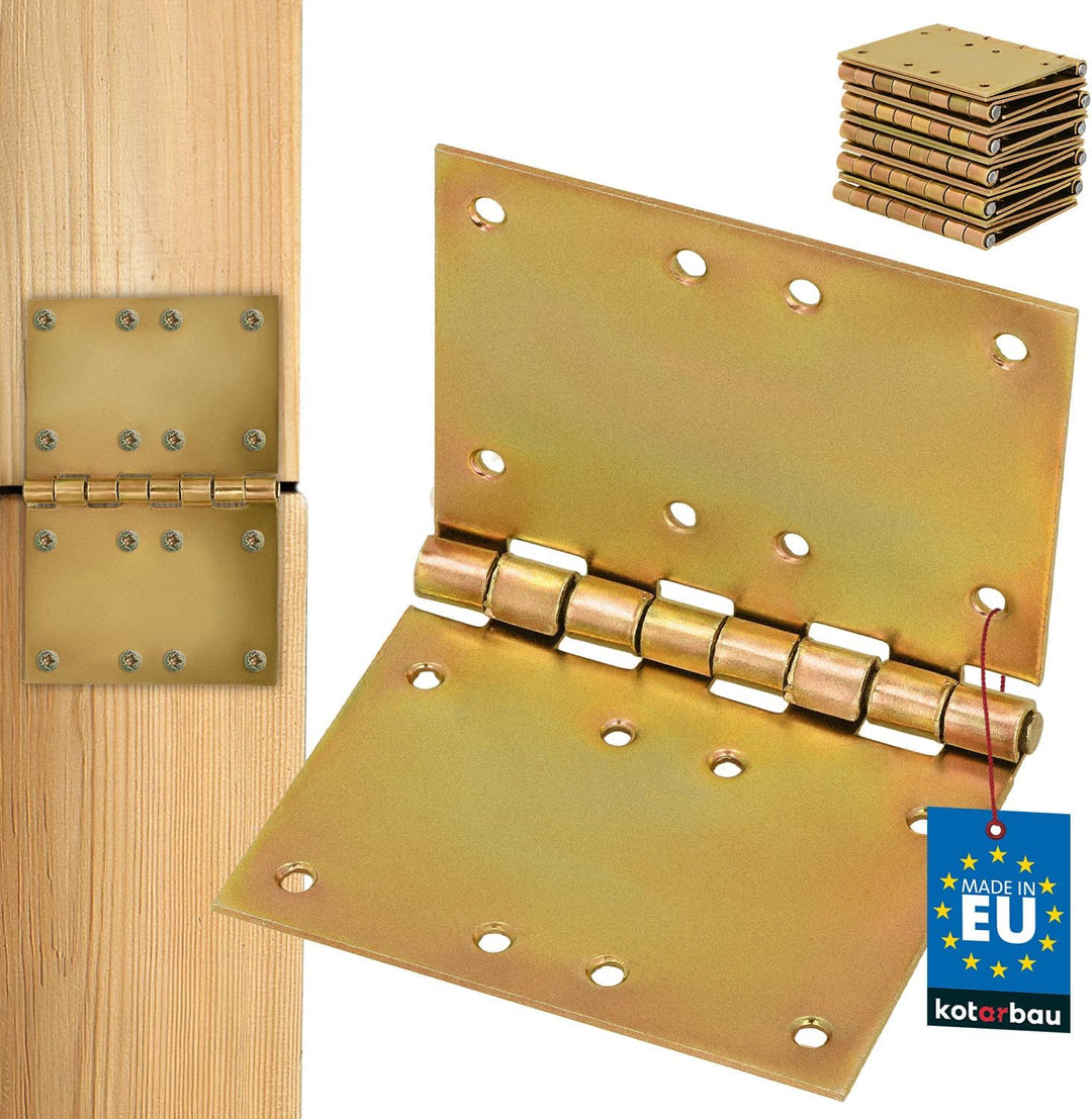 KOTARBAU® 10 Stück Türscharniere 100 mm x 150 mm Gerollt Verzinkt Gelb Kantige Scharniere Möbelband