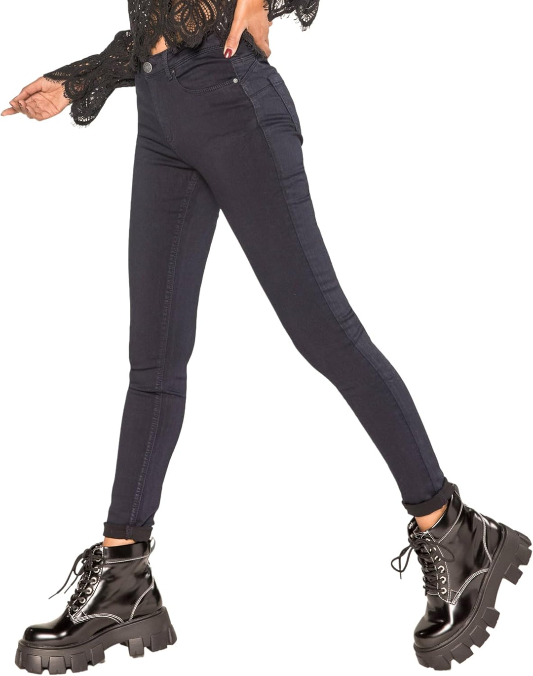 Nina Carter P106 Damen Jeanshosen Slim Fit Push-Up Skinny Jeans Mid-High Waist XS Slim Dunkelblau (P