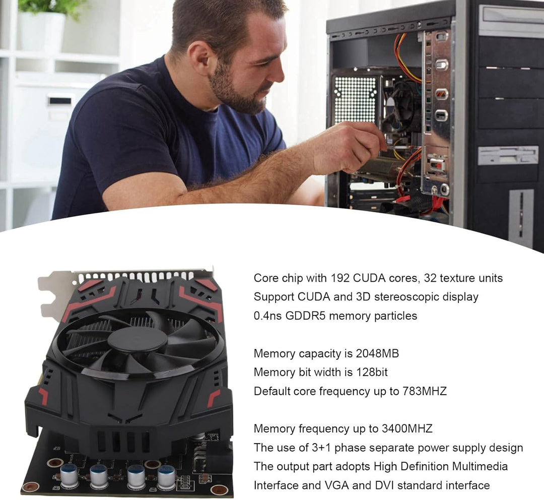 Annadue Gaming Grafikkarte, GTX550Ti 4GB 128BIT GDDR5 PCIE 2.0 Grafikkarte, HDMI VGA DVI Ausgang, 34