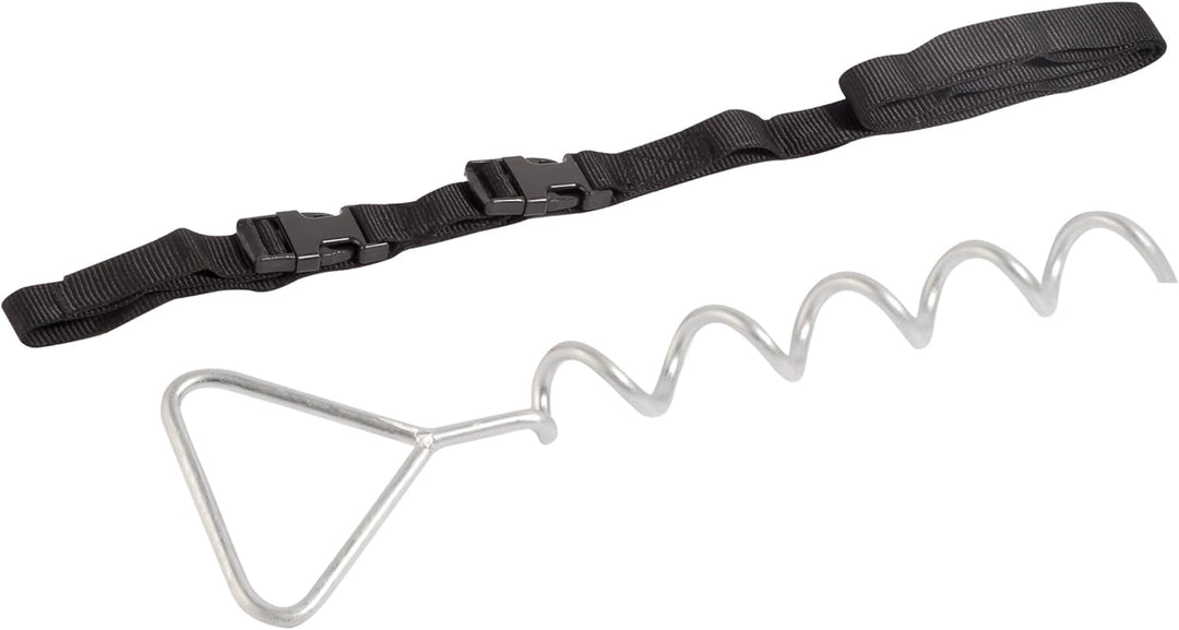 HUDORA Bodenanker Set 4x schwarze 1700mm Gurte 4x Spiralhaken ohne Ring, 4x schwarze 1700mm Gurte 4x