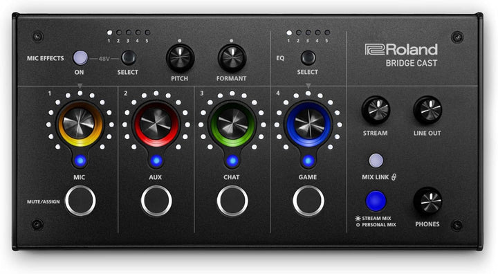 Roland BRIDGE CAST Dual Bus Gaming-Mixer in Schwarz | Professionelles Audio-Streaming-Interface und